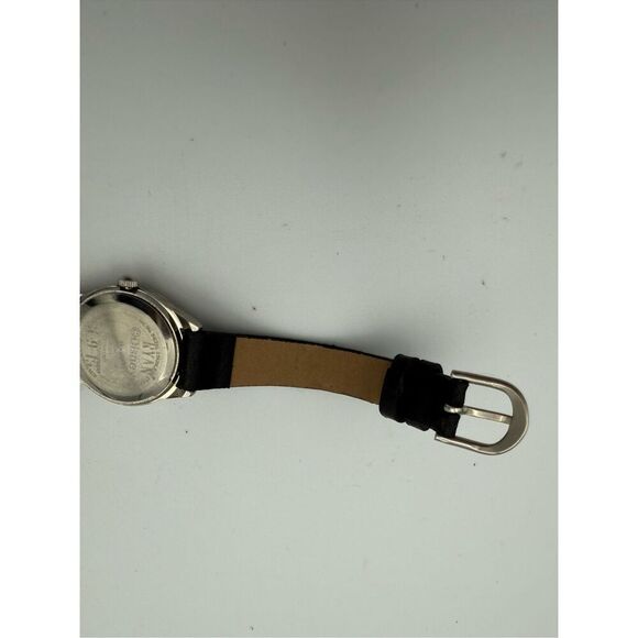 Disney Unisex Black Leather Band Mickey Mouse Round Analog Quartz Wristwatch - Picture 5 of 6